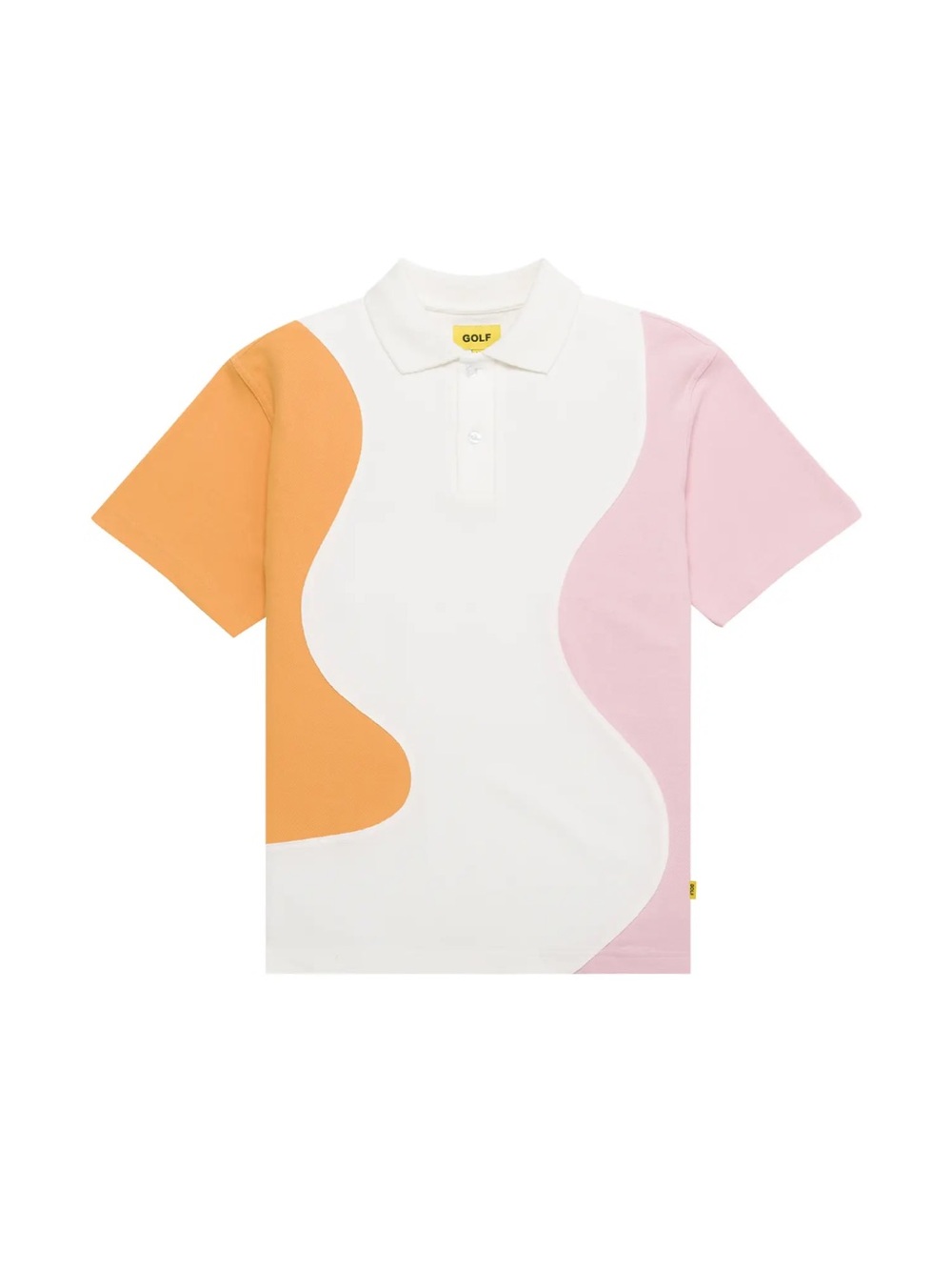 GOLF Wang Ripple Polo Ivory Orange Pink Colorblock Short Sleeve Shirt Cotton SM